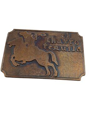 Vintage El Charro Tequila Belt Buckle Metal Bronco Embossed Design Product Of Me